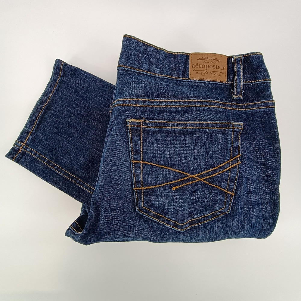 Aeropostale Bayla Skinny Jeans Womens 11/12 Blue Denim Stretch Casual Y2K Style